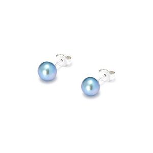 Hatton Labs Women Freshwater Blue Pearl Stud Earrings In Sterling Silver Woman